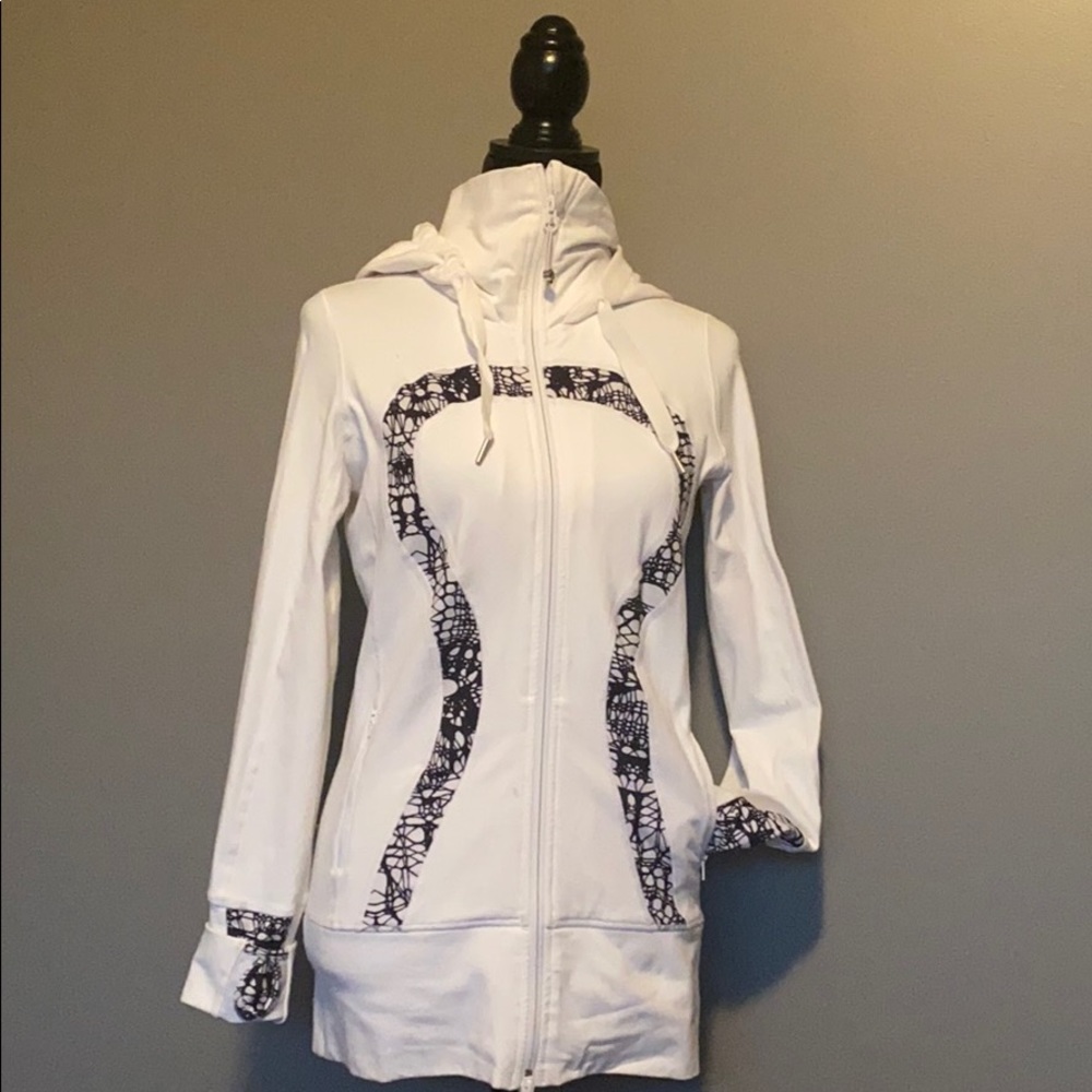 Lulu Lemon white jacket with hood  size 6